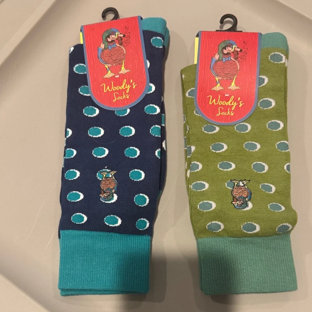 NWT Woodys Socks Bundle of Men's Polka Dot Dress Socks Stocking Stuffer Gift Fun